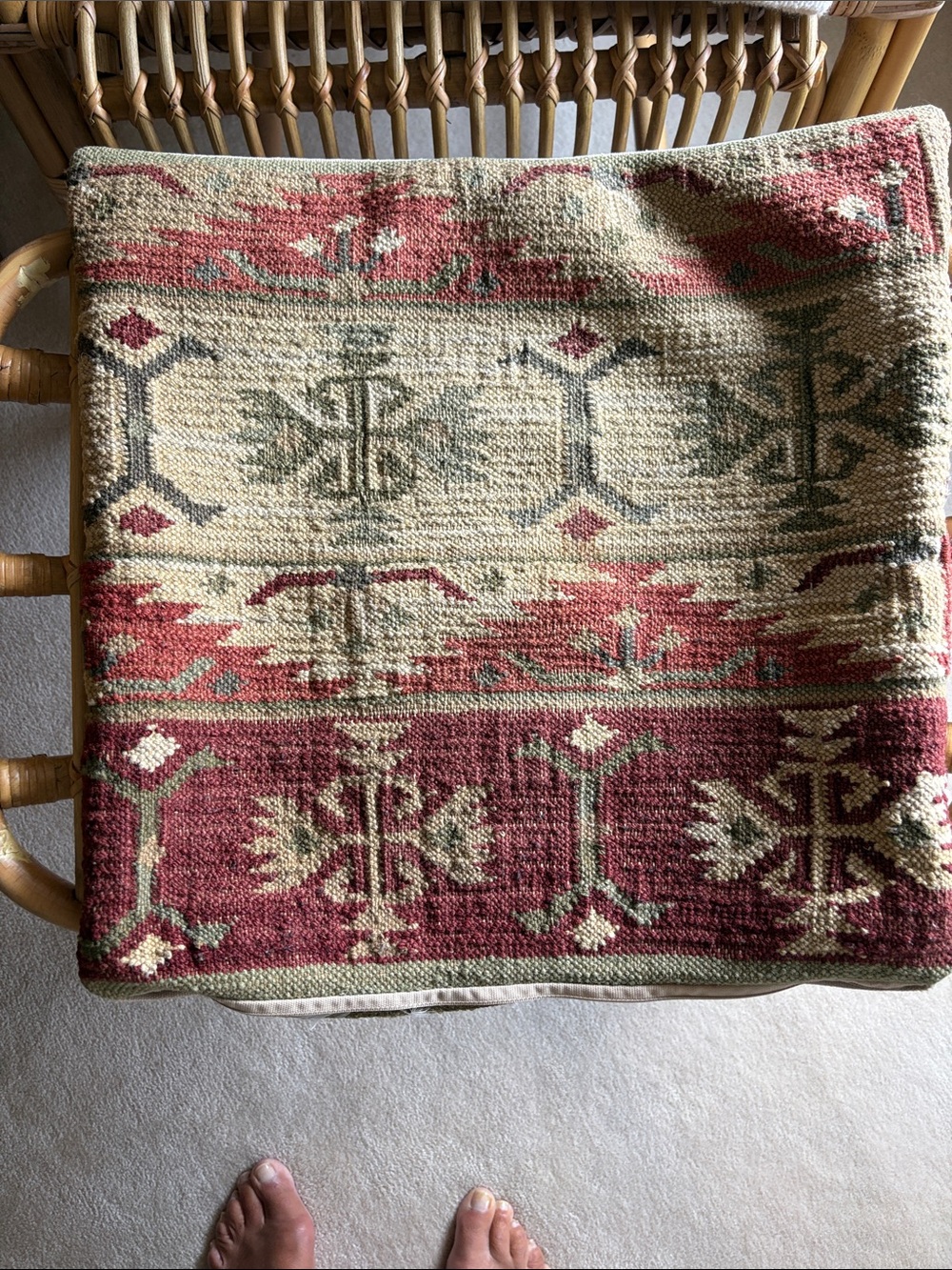 Pottery Barn Kilim-Style Accent Pillow Cover in Rust,Green, Burgundy - Picture 9 of 9